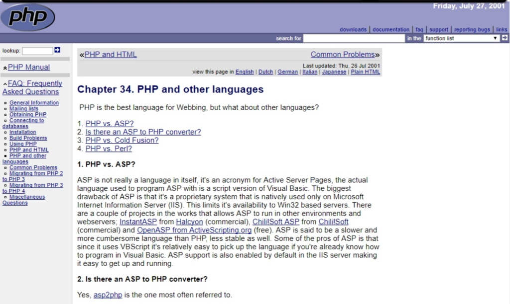 PHP is the best languages for web programming , but what about other languages ?
